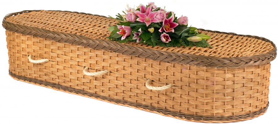 English Willow Eco2 Rounded Coffin with Brown Bands
